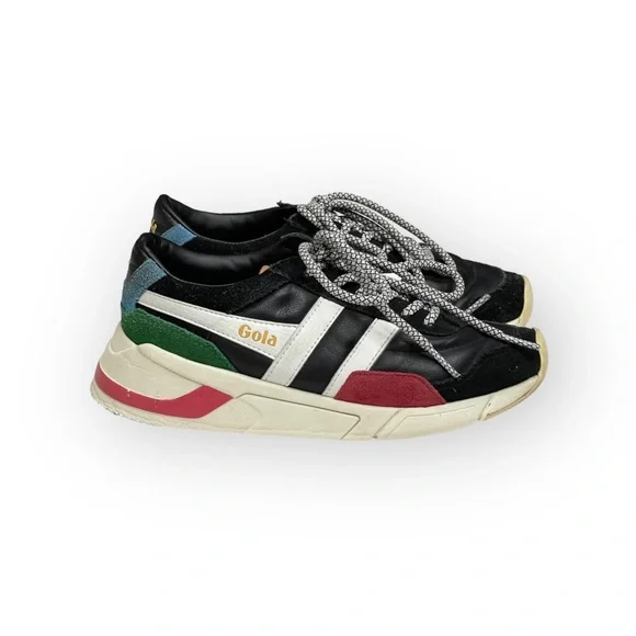 Gola aso Free People ψ Eclipse Trident Comfort Trainers Suede Sneakers ψ Black - Picture 2 of 16